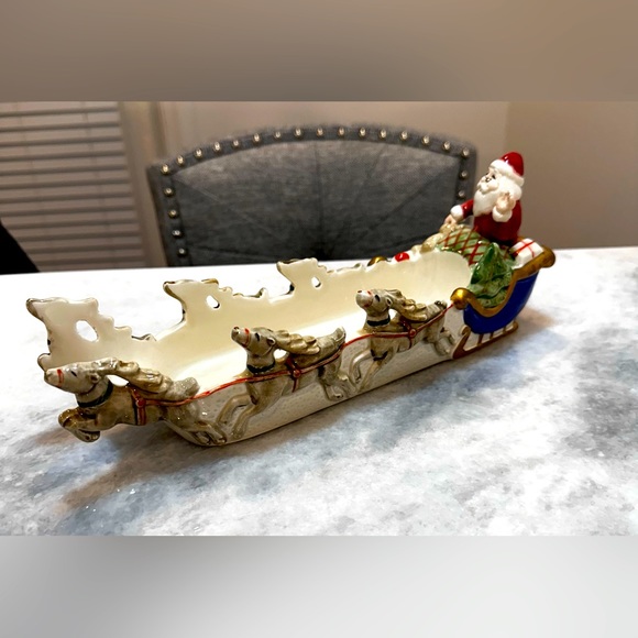 Fitz & Floyd Christmas Santa Sleigh with Reindeer - perfect for crackers/cookies - Picture 2 of 10